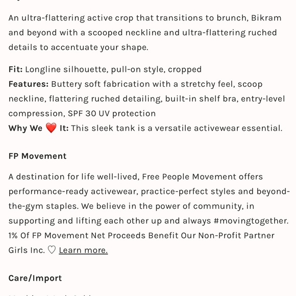 Free People Movement Good Karma Ruched Crop Tank M/L - Picture 7 of 11